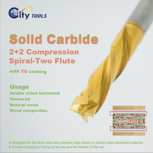 Solid Carbide Compression with 2 flute spiral and TG coating